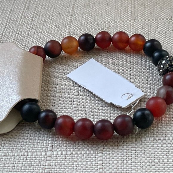 Natasha Bracelet Real Stone Brown Black Stretched Wrist Band Unisex Band - Picture 11 of 11